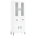 Credenza Bianco Lucido 69,5x34x180 cm in Legno Multistrato