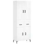 Credenza Bianco Lucido 69,5x34x180 cm in Legno Multistrato