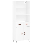 Credenza Bianco Lucido 69,5x34x180 cm in Legno Multistrato