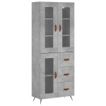 Credenza Grigio Cemento 69,5x34x180 cm in Legno Multistrato