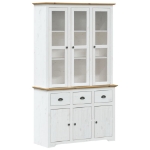 Credenza BODO 115,5x43x200,5 cm Massello Pino Bianco e Marrone