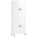 Credenza Bianco Lucido 69,5x34x180 cm in Legno Multistrato