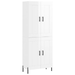 Credenza Bianco Lucido 69,5x34x180 cm in Legno Multistrato