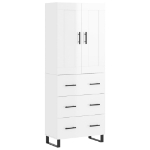 Credenza Bianco Lucido 69,5x34x180 cm in Legno Multistrato