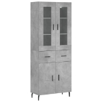 Credenza Grigio Cemento 69,5x34x180 cm in Legno Multistrato