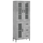 Credenza Grigio Cemento 69,5x34x180 cm in Legno Multistrato