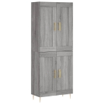 Credenza Grigio Sonoma 69,5x34x180 cm in Legno Multistrato