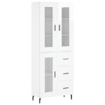 Credenza Bianco Lucido 69,5x34x180 cm in Legno Multistrato