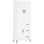 Credenza Bianco Lucido 69,5x34x180 cm in Legno Multistrato