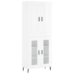 Credenza Bianco Lucido 69,5x34x180 cm in Legno Multistrato