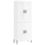 Credenza Bianco Lucido 69,5x34x180 cm in Legno Multistrato