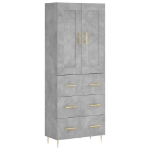 Credenza Grigio Cemento 69,5x34x180 cm in Legno Multistrato