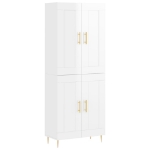 Credenza Bianco Lucido 69,5x34x180 cm in Legno Multistrato