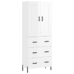 Credenza Bianco Lucido 69,5x34x180 cm in Legno Multistrato