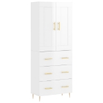 Credenza Bianco Lucido 69,5x34x180 cm in Legno Multistrato