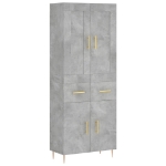 Credenza Grigio Cemento 69,5x34x180 cm in Legno Multistrato