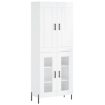 Credenza Bianco Lucido 69,5x34x180 cm in Legno Multistrato