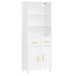 Credenza Bianco Lucido 69,5x34x180 cm in Legno Multistrato