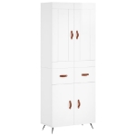 Credenza Bianco Lucido 69,5x34x180 cm in Legno Multistrato