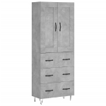 Credenza Grigio Cemento 69,5x34x180 cm in Legno Multistrato