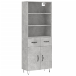 Credenza Grigio Cemento 69,5x34x180 cm in Legno Multistrato