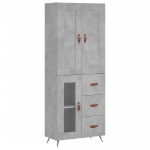 Credenza Grigio Cemento 69,5x34x180 cm in Legno Multistrato