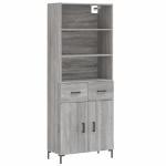 Credenza Grigio Sonoma 69,5x34x180 cm in Legno Multistrato