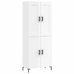 Credenza Bianco Lucido 69,5x34x180 cm in Legno Multistrato