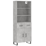 Credenza Grigio Cemento 69,5x34x180 cm in Legno Multistrato