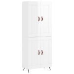 Credenza Bianco Lucido 69,5x34x180 cm in Legno Multistrato