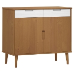 Credenza MOLDE Marrone 90x40x80 cm in Legno Massello di Pino