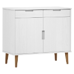 Credenza MOLDE Bianca 90x40x80 cm in Legno Massello di Pino