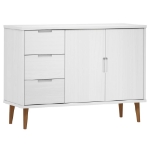 Credenza MOLDE Bianca 113x40x80 cm in Legno Massello di Pino