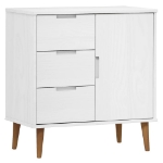 Credenza MOLDE Bianca 76,5x40x80 cm in Legno Massello di Pino