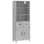 Credenza Grigio Cemento 69,5x34x180 cm in Legno Multistrato