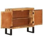 Credenza 80x30x71 cm in Legno Grezzo Massello Mango e Metallo