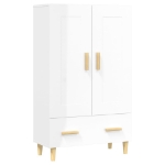 Credenza Bianco Lucido 70x31x115 cm in Legno Multistrato