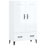 Credenza Bianco Lucido 70x31x115 cm in Legno Multistrato