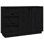 Credenza Nera 111x34x75 cm in Legno Massello di Pino