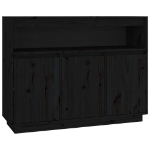 Credenza Nera 104,5x34x80 cm in Legno Massello di Pino