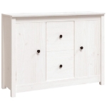 Credenza Bianca 100x35x74 cm in Legno Massello di Pino