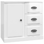 Credenza Bianco Lucido 70x35,5x67,5 cm in Legno Multistrato