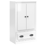 Credenza Bianco Lucido 60x35,5x103,5 cm in Legno Multistrato