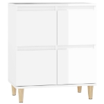 Credenza Bianco Lucido 60x35x70 cm in Legno Multistrato