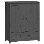 Credenza Grigia 83x41,5x100 cm in Legno Massello di Pino