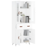 Credenza Bianco Lucido 69,5x34x180 cm in Legno Multistrato