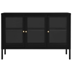 Credenza Nera 105x35x70 cm in Acciaio e Vetro