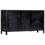 Credenza Nera 147x40x80 cm Legno Massello di Mango