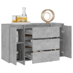 Credenza con 3 Cassetti Grigio Cemento 120x41x75 cm Truciolato