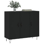 Credenza Nera 90x34x80 cm in Legno Multistrato